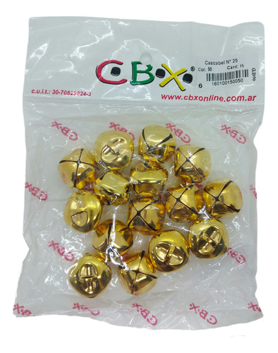 Cbx Cascabeles De 25mm X 15 Unidades Dorado/plateado