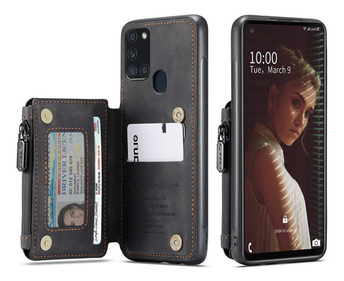 Funda Para Samsung Con Cartera De Doble Cierre Magnético