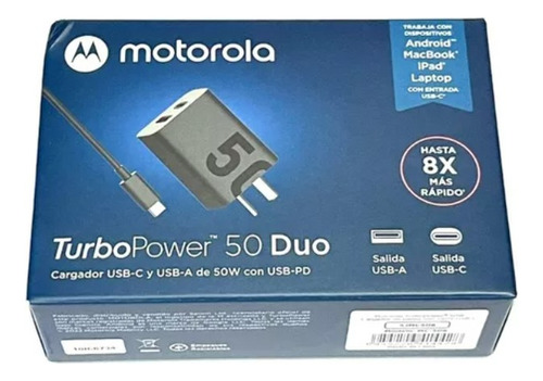 Cargador Motorola 50w C Y Usb Cable C A C Original En Caja