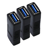 3 Piezas Adaptador Acoplador Conector Usb 3.0 Tipo A Hembra