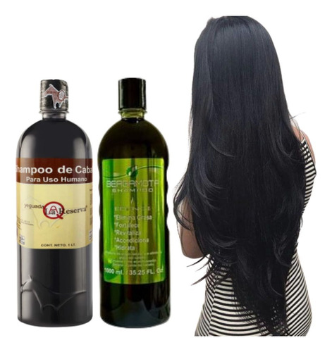 Duo Poderoso Shampoo Yeguada La Reserva Anticaída, Crecimiento Y Shampoo De Bergamota Organico Anticaspa Y Crecimiento 