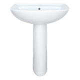 Lavabo Con Pedestal De Ceramica Con Rebosadero Marca Gravita Color Blanco Lp 1130 100