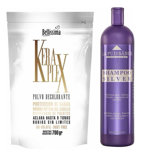 Polvo Decolorante Keraplex + Shampoo Matizador La Puissance