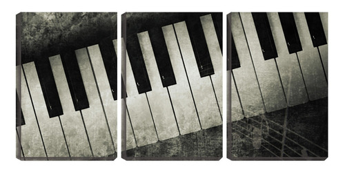 Kit Quadro Decorativo Teclado Do Piano Vintage 45x96