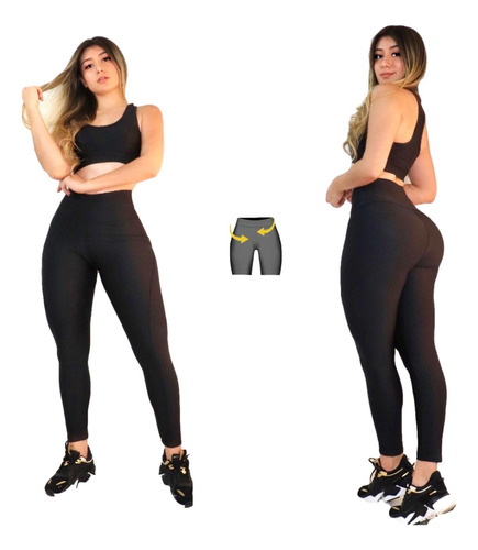 Conjunto Lycra Leggings + Blusa Top Deportivo Gym Fit