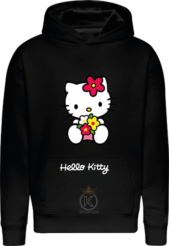 Poleron Hello Kitty - Gatita - Pegatina - Flor - Niño - Sanrio - Gato - Flores - Estampaking