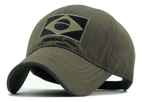 Boné Tático Airsoft Brasil Verde Militar Aba Curva Snapback