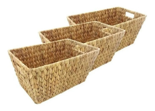 Kit 3 Cestas Organizadora Seagrass Natural Palha 30cm