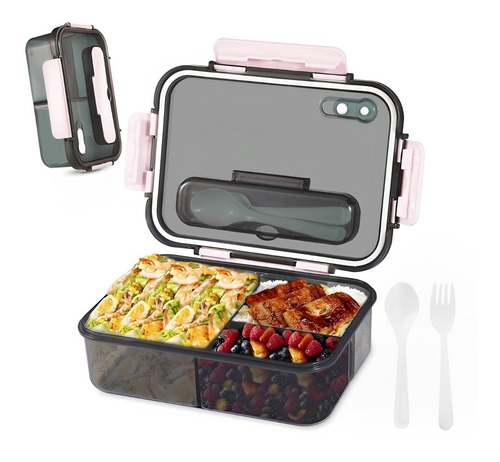 Lunch Box Loncheras Topper Para Lunch Fiambrera 1500 Ml Color Rosa