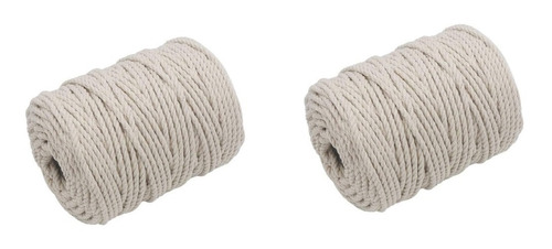 2 Hilos De Algodón Para Tejer Macramé 6mm Beige