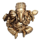 Figura Decorativa Ganesha En Color Dorado 8 X 10 Cm / Runn