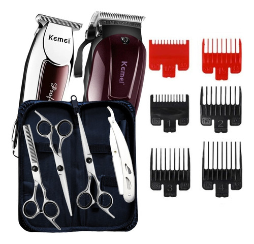 Kit Tesoura Profissional Barbeiro Maquinas De Cortar Cabelo