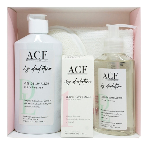 Acf Dadatina Kit Regalo Limpieza Facial Vegano Serum Gel