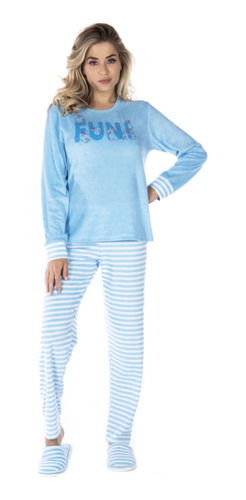 Roupa De Dormir Feminino Victory Adulto Plush Quente Listras