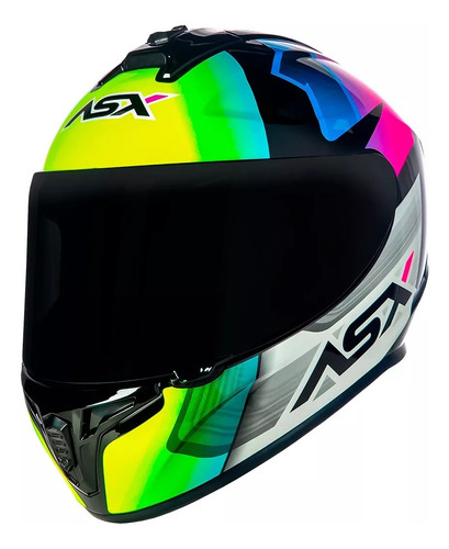 Capacete Para Moto Asx Diversos Gráficos + 1 Viseira Fumê