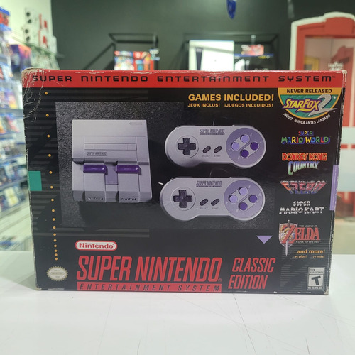 Super Nintendo Snes Classic Edition Mini + 02 Controles+ Vários Jogos Usado