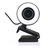 Webcam 1080p Camara Web Cam Full Hd 1080 Microfono Aro Led