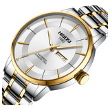 Relógios Masculinos De Calendário De Negócios Nibosi Luminou Cor Do Fundo Silver Golden White