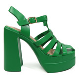 Sandalias Con Taco Cerradas Verde - Dancy Shoes