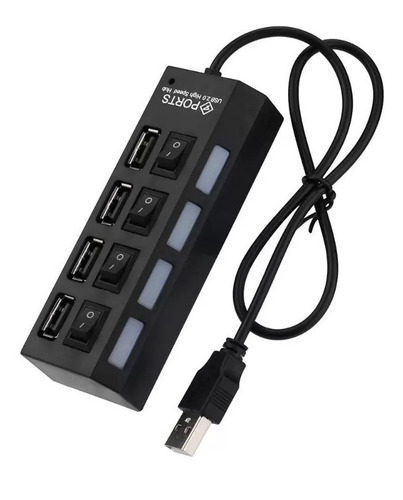 Hub 4 Puertos Multi Usb 2.0 Indicador Luz