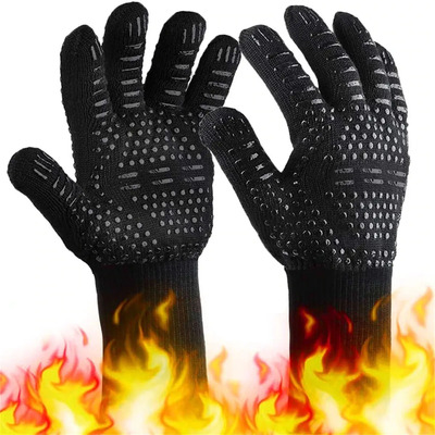 Guantes Para Fuego Aptos Para Horno Barbacoa O Asador Color Negro | MercadoLibre