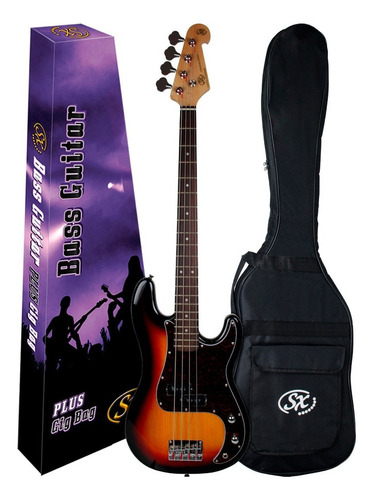 Bass Sx Bd2 4c Precision Bass Sunburst Passive Con Bolsa De Transporte, Orientación Para La Mano Derecha, Cantidad 4