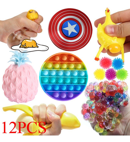 Pop Fidget-12pcs-simulación Piña Pellizca Juguete Antiestrés