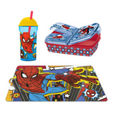 Combo Mantel Individual + Sandwichera + Vaso Spiderman