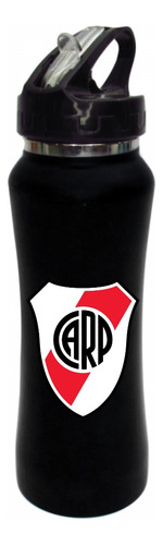 Termo Pitillo River Plate Botilito Metalico Negro 650ml