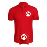 Camiseta Tipo Polo Mario Bros Obsequio Gorra Serie Red