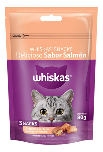 Whiskas Snacks Delicioso Sabor Salmón 80 Grs.