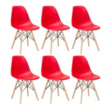 6 Cadeiras Charles Eames Wood Jantar Cozinha Dsw   Cores  Cor Da Estrutura Da Cadeira Vermelho