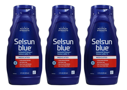  Shampoo Selsun Blue Medicated 325ml 11oz 3 Pack