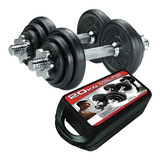 Set Gimnasia 2 Mancuernas Barra Maciza 20kg Discos Pesas