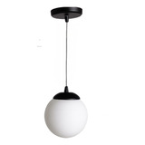 Colgante 1 Luz Elyn Negro Globo Vidrio 15cm Opal Satinado