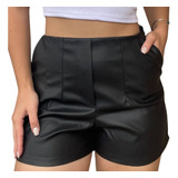 Shorts Feminino Curto Zíper Na Lateral Coura Fake Gringa