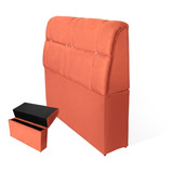 Cabeceira Baú Imperatriz Cama Solteiro 100cm Suede Coral