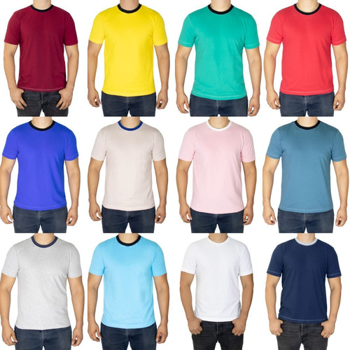 12 Playeras Basicas Lisas Surtido Paquete Armado Para Hombre