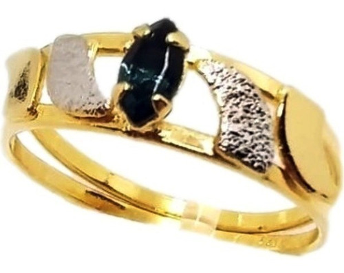 Anillo De Oro Laminado 18k Compromiso Labrado Cristal Mujer