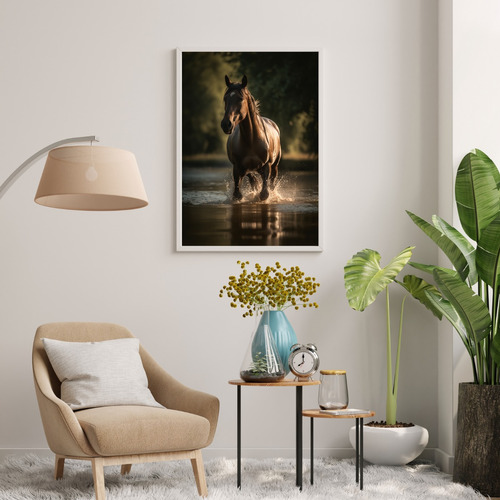 Quadro Decorativo 120x90 Foto Cavalo Sala Grande Luxo