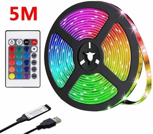 Tira Led 5050 Rgb Luces Led De Coles Usb Con Control Remoto