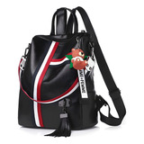 Mochila De Cuero Bolso De Mujer Impermeable Bolsa De Mano Mochilas Antirrobo Dama Kawaii Color Negro