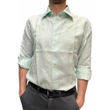 Camisa Hombre De Lino Bordada Fabio Ferretti Talle M