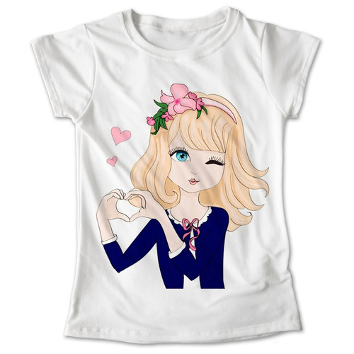 Blusa Chica Colores Playera Estampado Niña Corazon #168