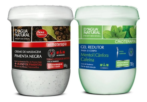 Creme Pimenta Negra 650g + Gel Redutor Cafeina Dagua Natural