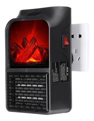 Calentador Eléctrico Flame Heater 900w Estufa De Pared Color Negro