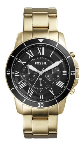 Relógio Fossil Fs5267/4pn 45mm Pulseira Aço Dourada