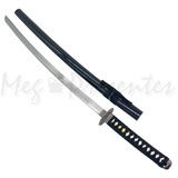 Espada Katana Samurai Preta Pintura Laqueada Com Suporte