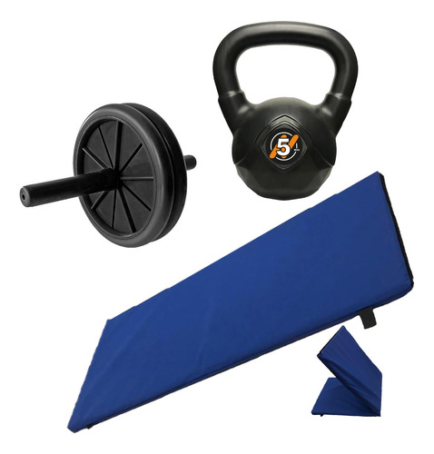 Kit Fitness Pesa Rusa 5 Kg + Colchoneta + Rueda Abdominales