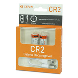 Kit 2 Pilhas Cr2 Recarregável 750mwh Genai Tipo C 3.7v 5v